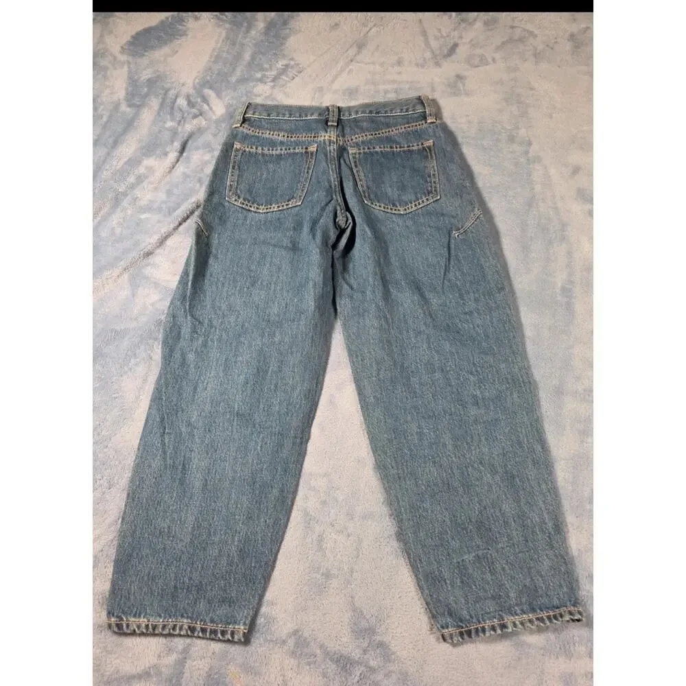 Old Navy High Rise Barrel Leg Jeans Medium Wash Girls Size 10